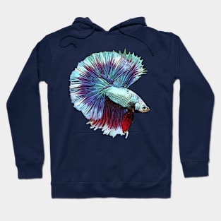 Aqua and Red Betta Hoodie